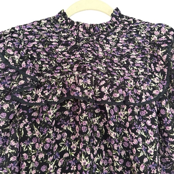 ASTR Floral High Neck Peplum Long Sleeve Peasant Blouse Size XS - Picture 5 of 15